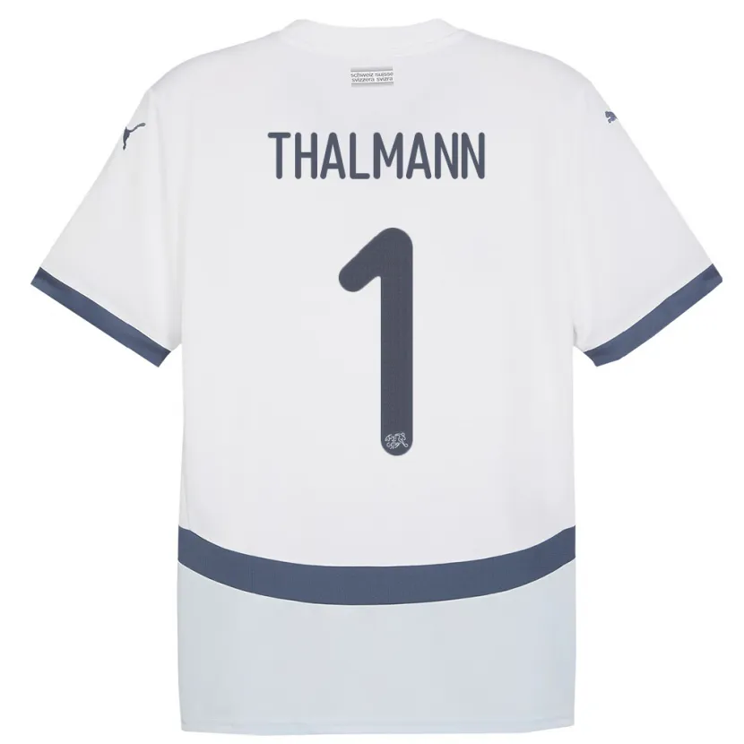 Danxen Män Schweiz Gaelle Thalmann #1 Vit Bortatröja Matchtröjor 24-26 Tröjor T-Tröja