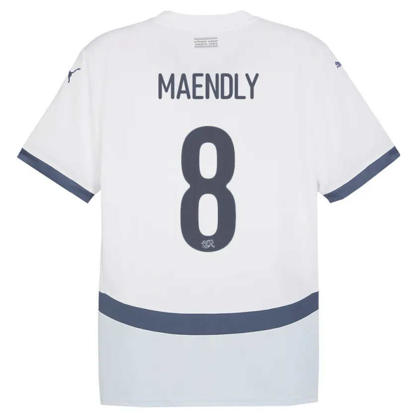 Danxen Män Schweiz Sandy Maendly #8 Vit Bortatröja Matchtröjor 24-26 Tröjor T-Tröja