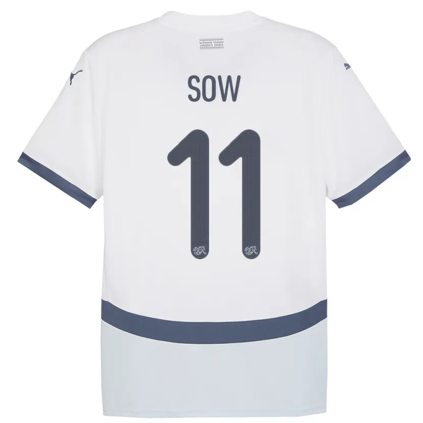 Danxen Män Schweiz Coumba Sow #11 Vit Bortatröja Matchtröjor 24-26 Tröjor T-Tröja