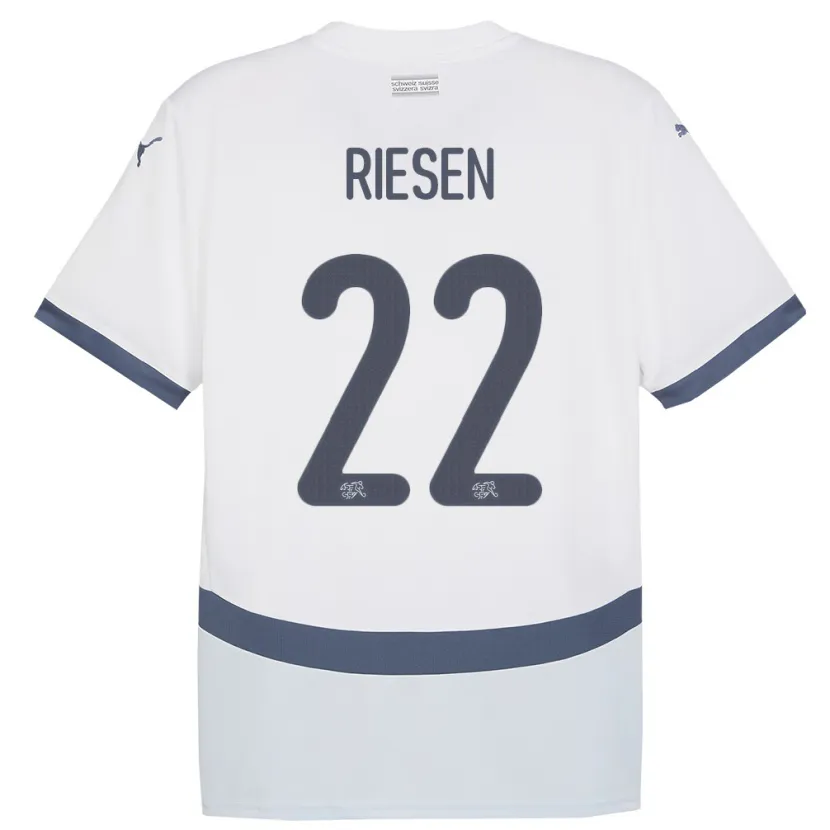 Danxen Män Schweiz Nadine Riesen #22 Vit Bortatröja Matchtröjor 24-26 Tröjor T-Tröja