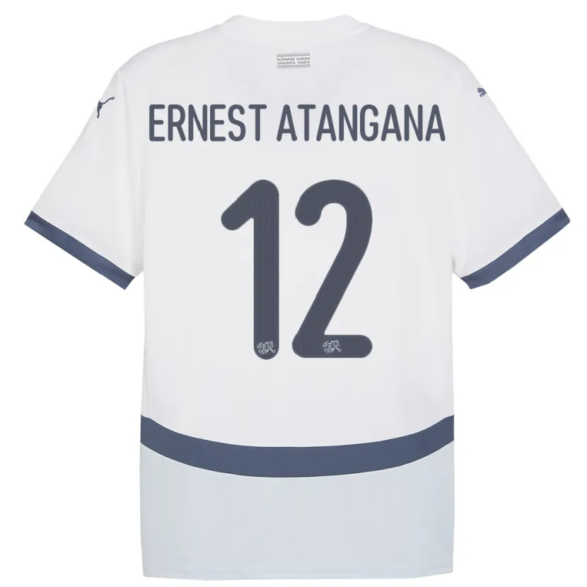 Danxen Män Schweiz Brian Ernest Atangana #12 Vit Bortatröja Matchtröjor 24-26 Tröjor T-Tröja