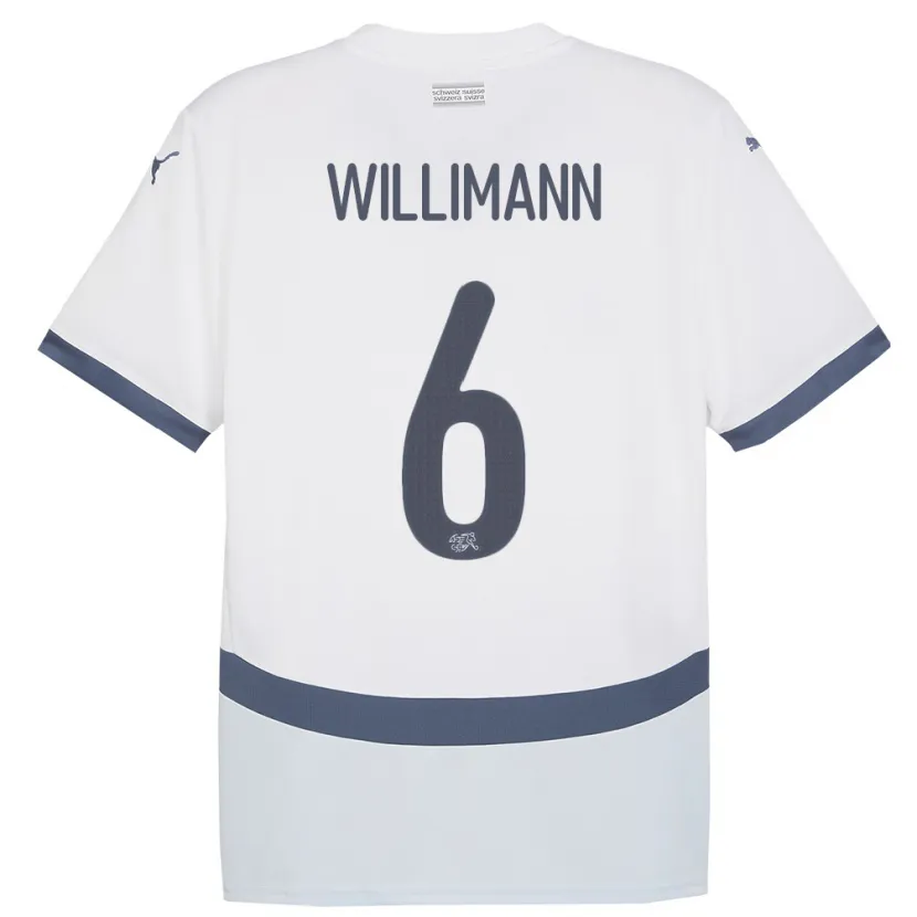 Danxen Män Schweiz Mauricio Willimann #6 Vit Bortatröja Matchtröjor 24-26 Tröjor T-Tröja