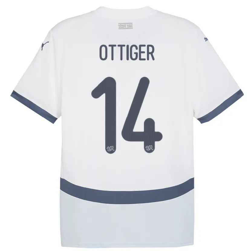 Danxen Män Schweiz Severin Ottiger #14 Vit Bortatröja Matchtröjor 24-26 Tröjor T-Tröja