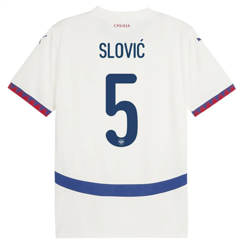 Danxen Män Serbien Violeta Slovic #5 Vit Bortatröja Matchtröjor 24-26 Tröjor T-Tröja