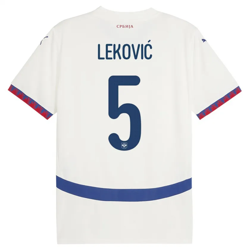 Danxen Män Serbien Stefan Lekovic #5 Vit Bortatröja Matchtröjor 24-26 Tröjor T-Tröja
