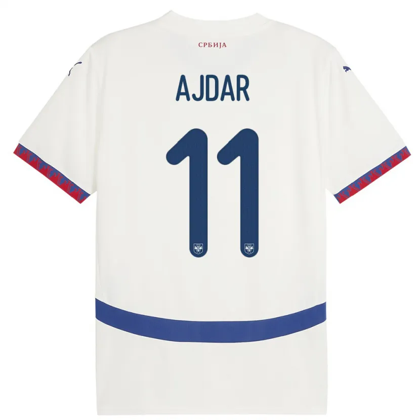 Danxen Män Serbien Ognjen Ajdar #11 Vit Bortatröja Matchtröjor 24-26 Tröjor T-Tröja