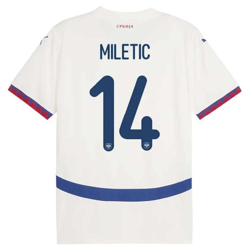 Danxen Män Serbien Vladimir Miletic #14 Vit Bortatröja Matchtröjor 24-26 Tröjor T-Tröja