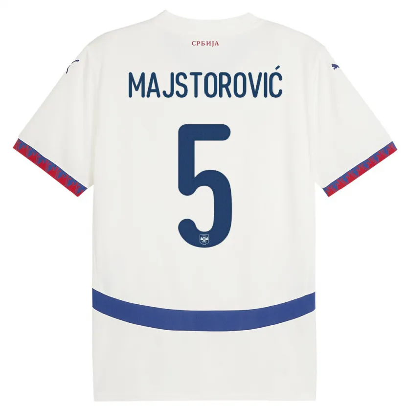 Danxen Män Serbien Milan Majstorovic #5 Vit Bortatröja Matchtröjor 24-26 Tröjor T-Tröja