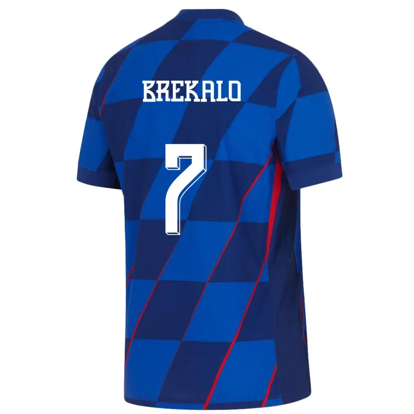 Danxen Män Kroatien Josip Brekalo #7 Blå Bortatröja Matchtröjor 24-26 Tröjor T-Tröja