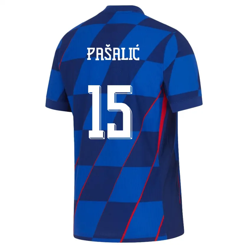 Danxen Män Kroatien Mario Pasalic #15 Blå Bortatröja Matchtröjor 24-26 Tröjor T-Tröja