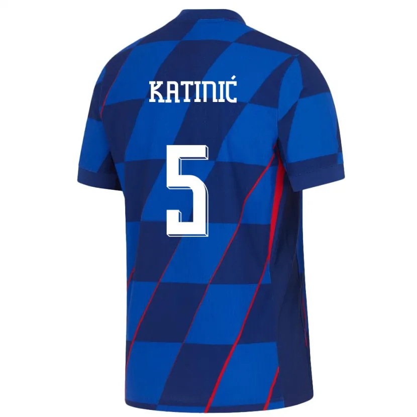 Danxen Män Kroatien Maro Katinic #5 Blå Bortatröja Matchtröjor 24-26 Tröjor T-Tröja