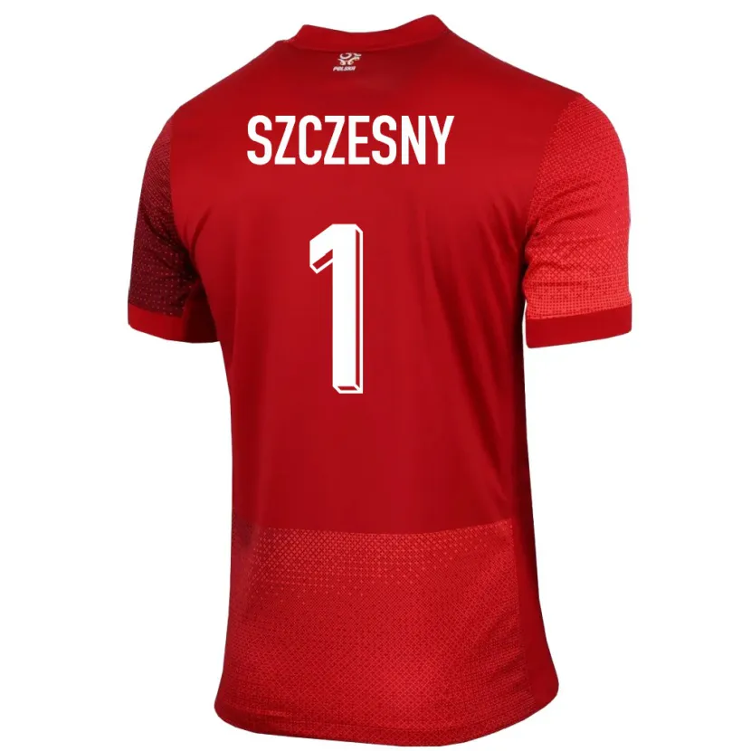Danxen Män Polen Wojciech Szczesny #1 Röd Bortatröja Matchtröjor 24-26 Tröjor T-Tröja
