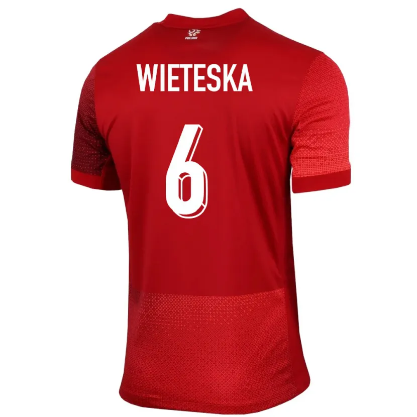 Danxen Män Polen Mateusz Wieteska #6 Röd Bortatröja Matchtröjor 24-26 Tröjor T-Tröja