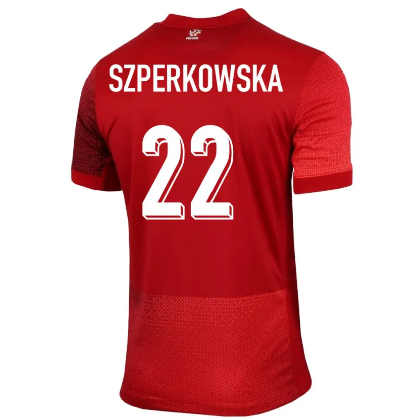 Danxen Män Polen Oliwia Szperkowska #22 Röd Bortatröja Matchtröjor 24-26 Tröjor T-Tröja