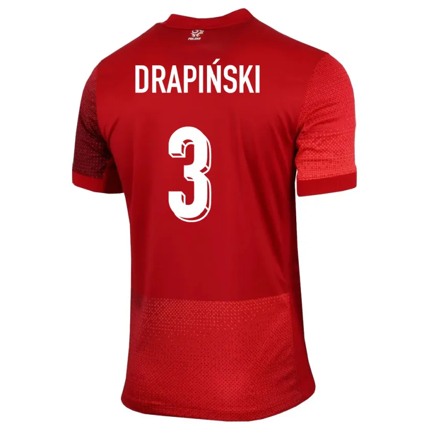 Danxen Män Polen Igor Drapinski #3 Röd Bortatröja Matchtröjor 24-26 Tröjor T-Tröja