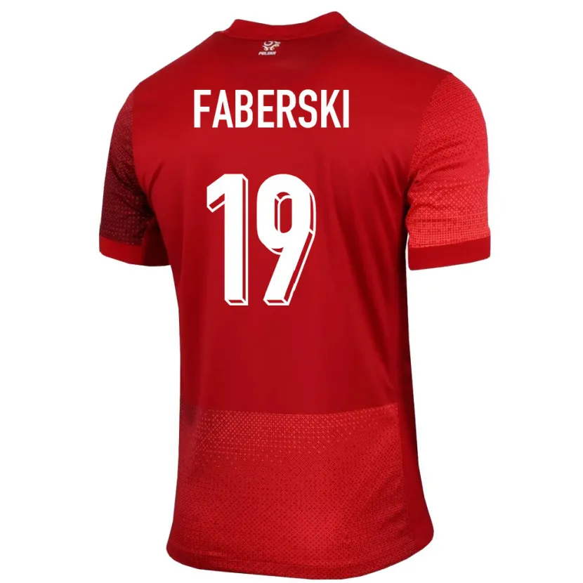 Danxen Män Polen Jan Faberski #19 Röd Bortatröja Matchtröjor 24-26 Tröjor T-Tröja