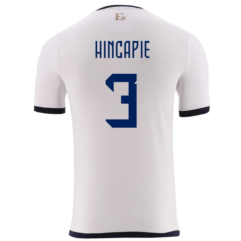 Danxen Män Ecuador Piero Hincapie #3 Vit Bortatröja Matchtröjor 24-26 Tröjor T-Tröja