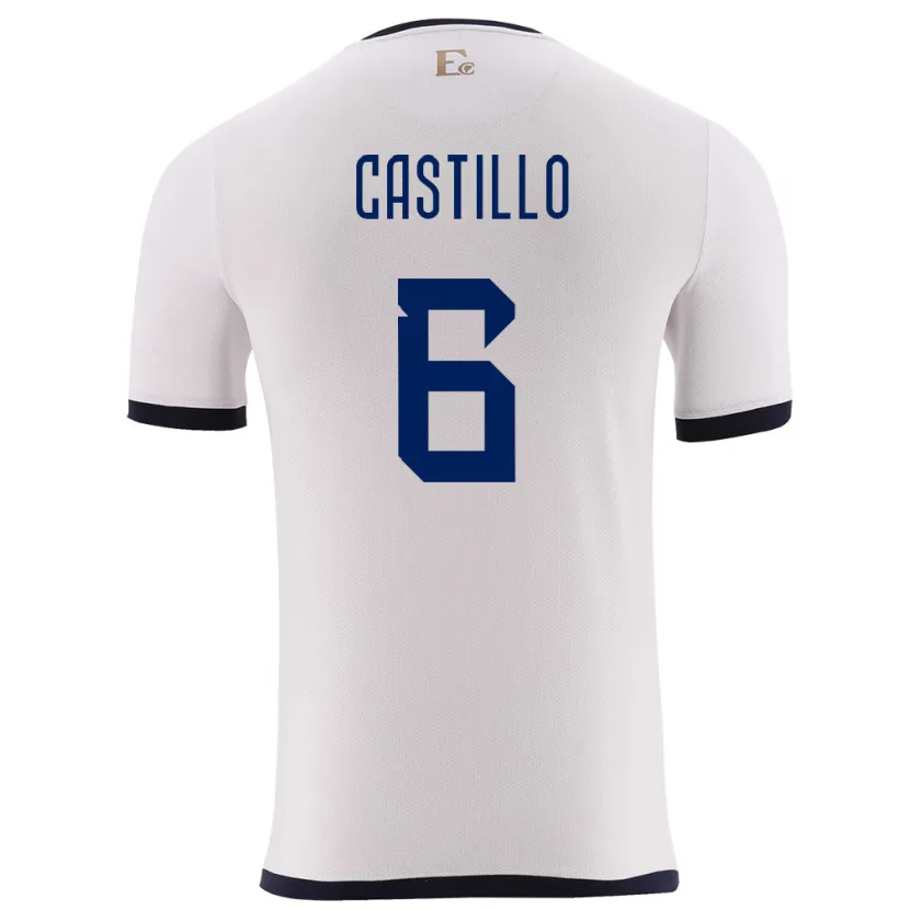 Danxen Män Ecuador Byron Castillo #6 Vit Bortatröja Matchtröjor 24-26 Tröjor T-Tröja