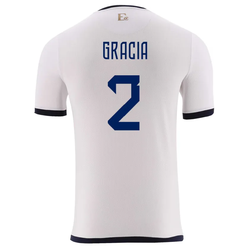 Danxen Män Ecuador Ericka Gracia #2 Vit Bortatröja Matchtröjor 24-26 Tröjor T-Tröja