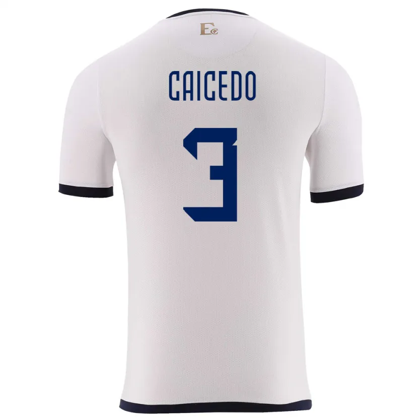 Danxen Män Ecuador Jessy Caicedo #3 Vit Bortatröja Matchtröjor 24-26 Tröjor T-Tröja