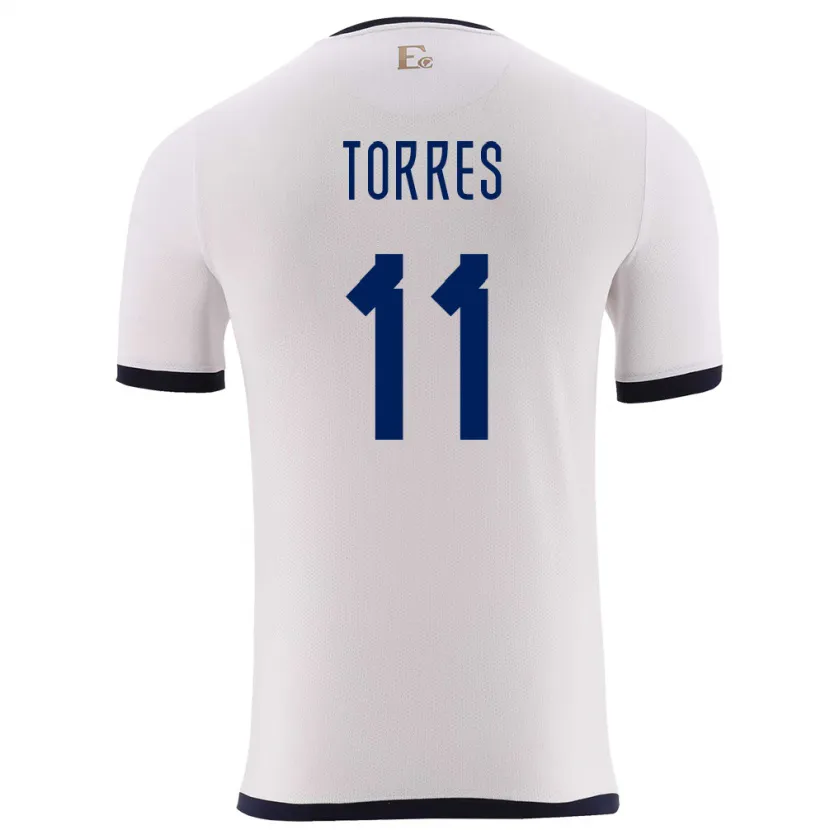 Danxen Män Ecuador Ambar Torres #11 Vit Bortatröja Matchtröjor 24-26 Tröjor T-Tröja