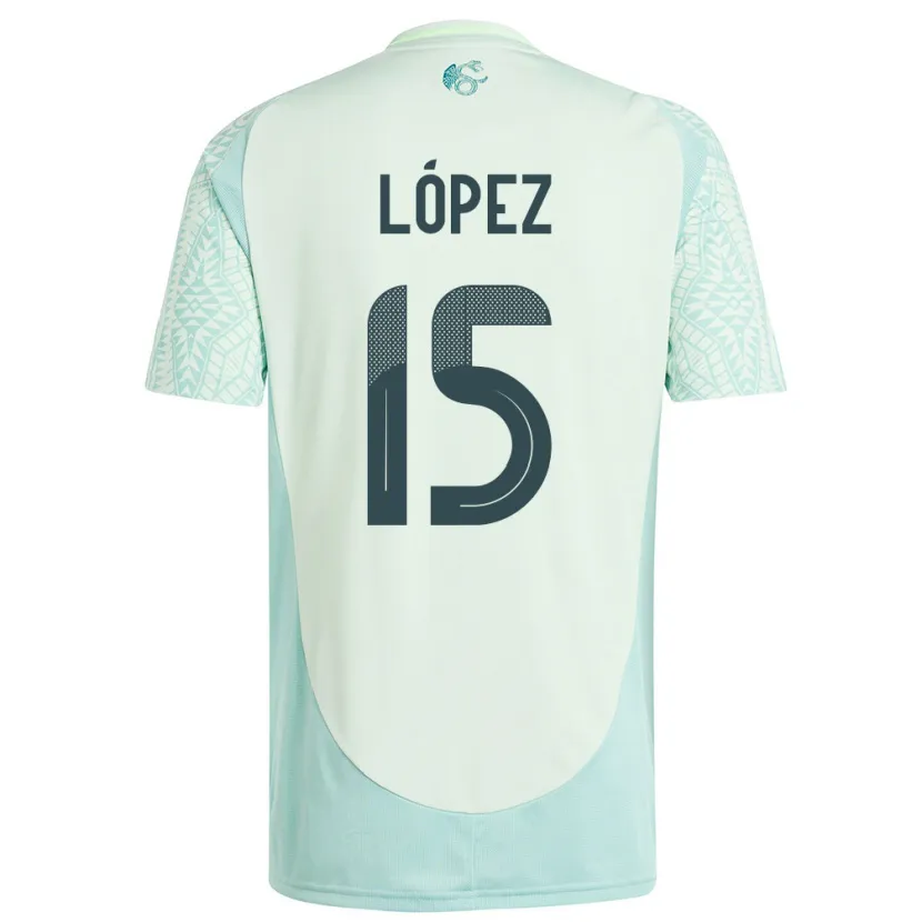 Danxen Män Mexiko Everardo Lopez #15 Linne Grön Bortatröja Matchtröjor 24-26 Tröjor T-Tröja