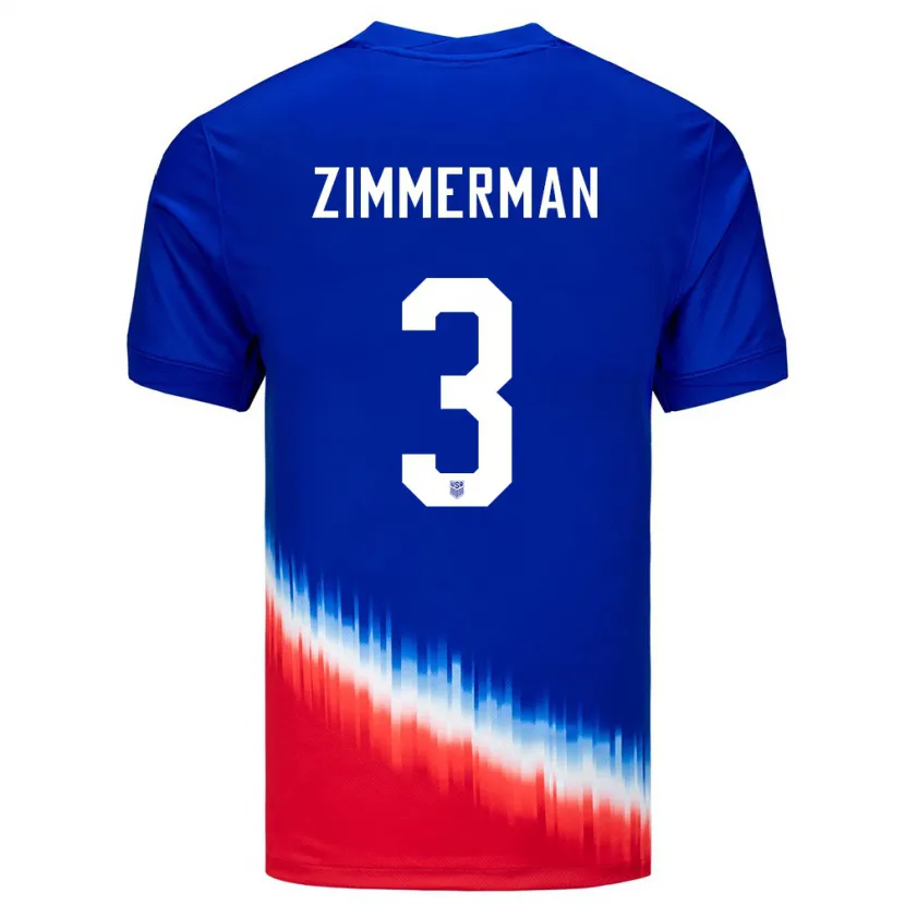 Danxen Män Usa Walker Zimmerman #3 Blå Bortatröja Matchtröjor 24-26 Tröjor T-Tröja