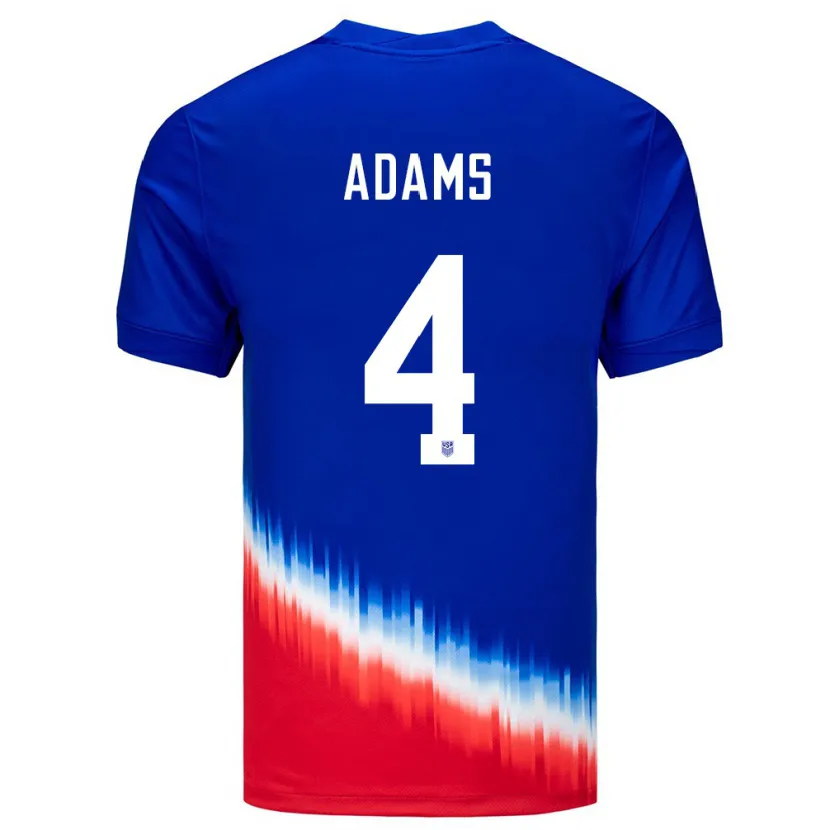 Danxen Män Usa Tyler Adams #4 Blå Bortatröja Matchtröjor 24-26 Tröjor T-Tröja