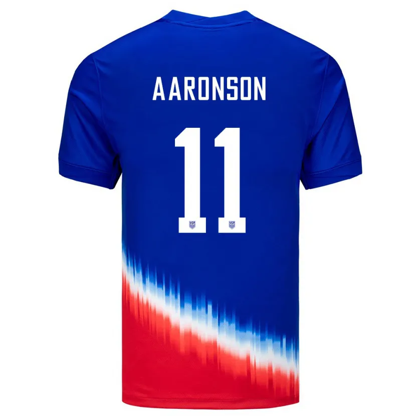 Danxen Män Usa Brenden Aaronson #11 Blå Bortatröja Matchtröjor 24-26 Tröjor T-Tröja