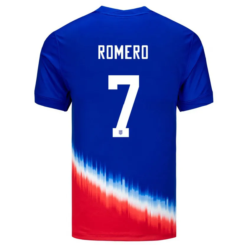 Danxen Män Usa Brian Romero #7 Blå Bortatröja Matchtröjor 24-26 Tröjor T-Tröja