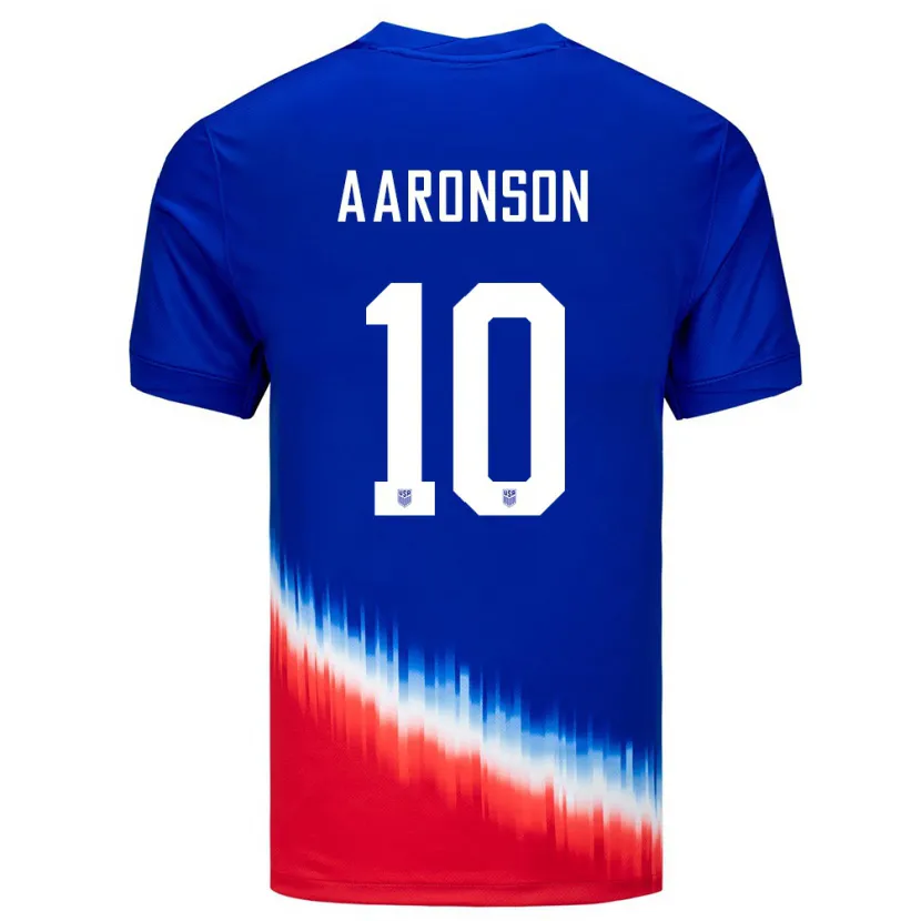 Danxen Män Usa Paxten Aaronson #10 Blå Bortatröja Matchtröjor 24-26 Tröjor T-Tröja
