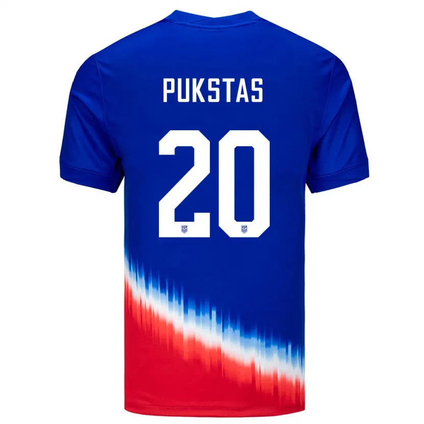 Danxen Män Usa Rokas Pukstas #20 Blå Bortatröja Matchtröjor 24-26 Tröjor T-Tröja