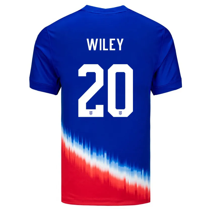 Danxen Män Usa Caleb Wiley #20 Blå Bortatröja Matchtröjor 24-26 Tröjor T-Tröja