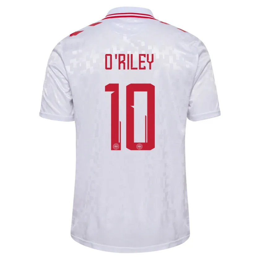 Danxen Män Danmark Matt O'riley #10 Vit Bortatröja Matchtröjor 24-26 Tröjor T-Tröja
