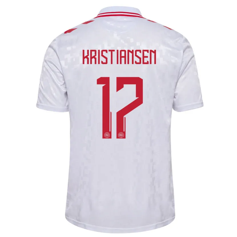 Danxen Män Danmark Victor Kristiansen #17 Vit Bortatröja Matchtröjor 24-26 Tröjor T-Tröja