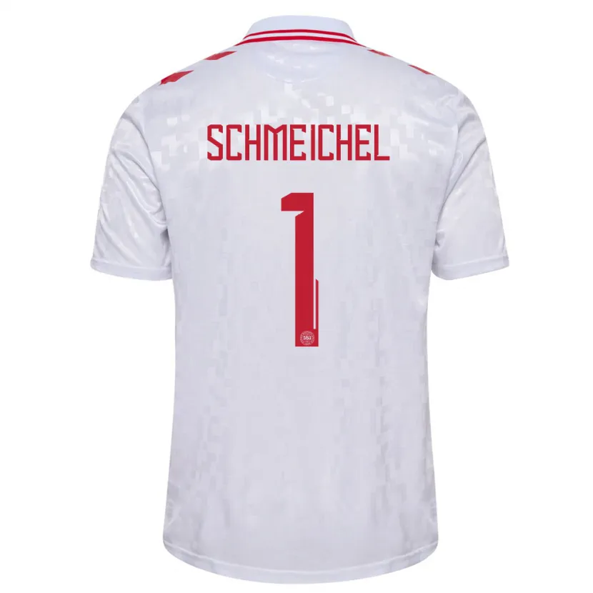 Danxen Män Danmark Kasper Schmeichel #1 Vit Bortatröja Matchtröjor 24-26 Tröjor T-Tröja