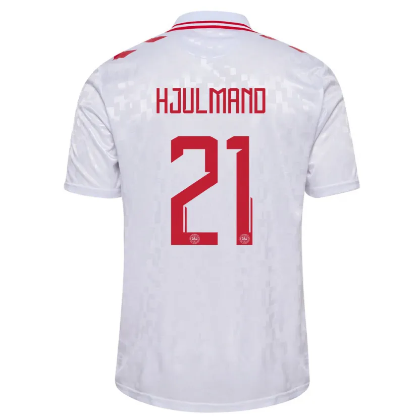 Danxen Män Danmark Morten Hjulmand #21 Vit Bortatröja Matchtröjor 24-26 Tröjor T-Tröja