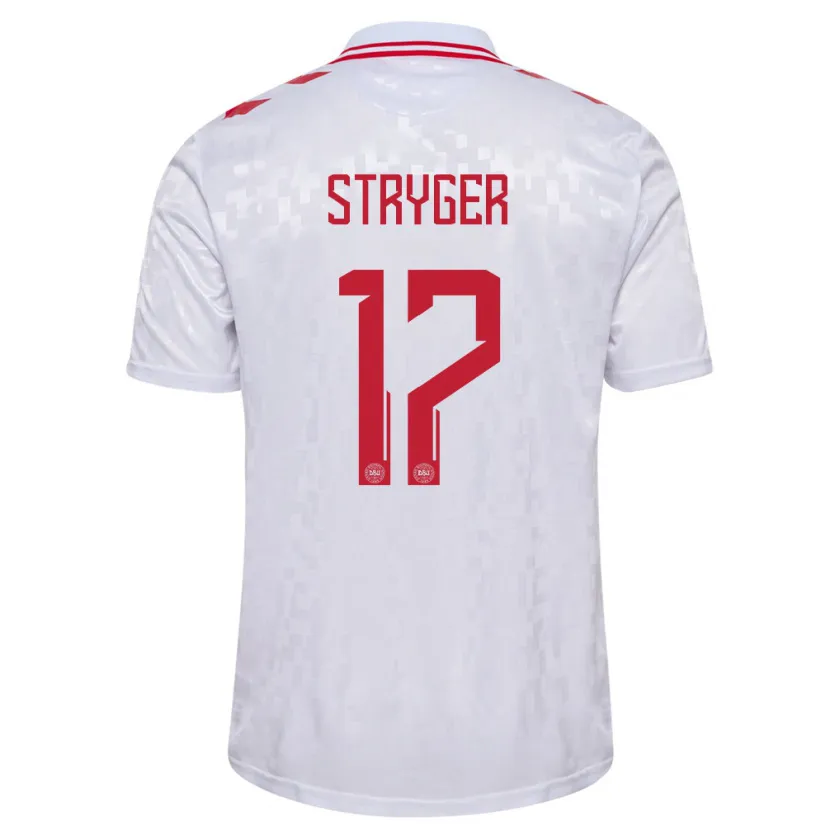 Danxen Män Danmark Jens Stryger Larsen #17 Vit Bortatröja Matchtröjor 24-26 Tröjor T-Tröja