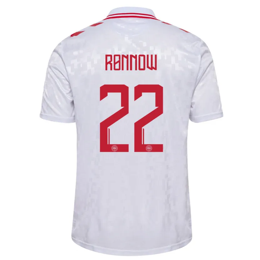 Danxen Män Danmark Frederik Rønnow #22 Vit Bortatröja Matchtröjor 24-26 Tröjor T-Tröja