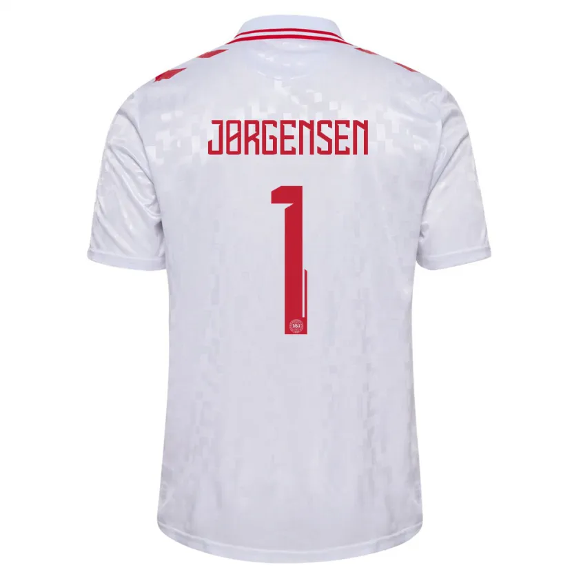 Danxen Män Danmark Filip Jørgensen #1 Vit Bortatröja Matchtröjor 24-26 Tröjor T-Tröja