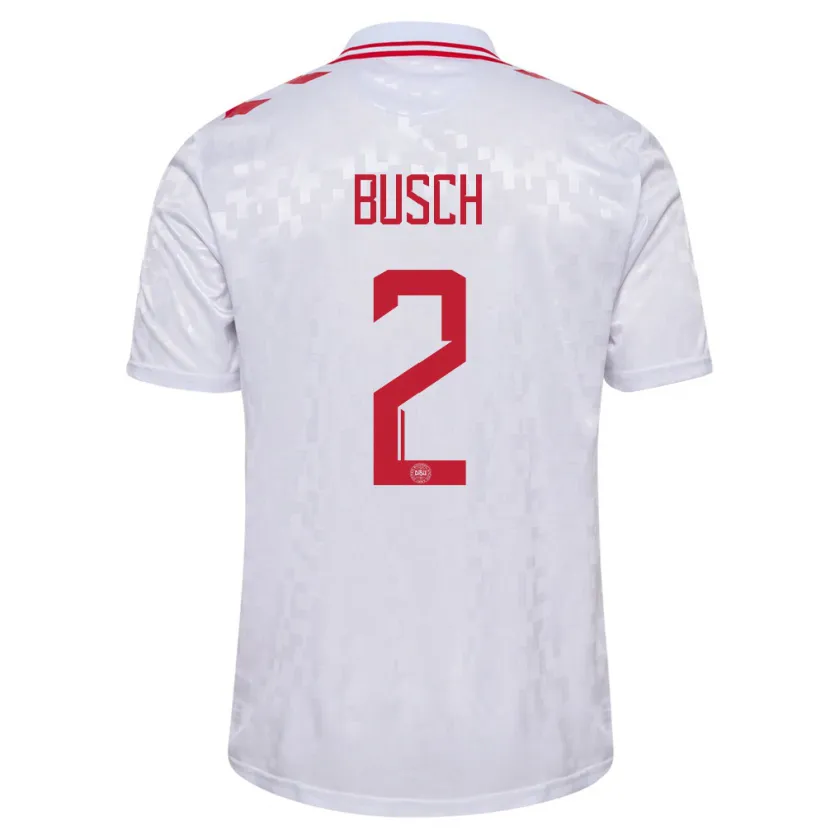 Danxen Män Danmark Alexander Busch #2 Vit Bortatröja Matchtröjor 24-26 Tröjor T-Tröja