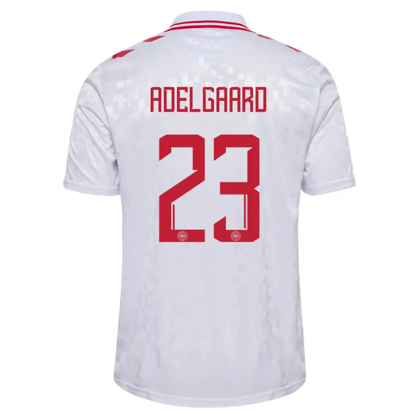 Danxen Män Danmark Aske Adelgaard #23 Vit Bortatröja Matchtröjor 24-26 Tröjor T-Tröja