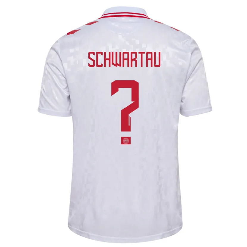 Danxen Män Danmark Oscar Schwartau #0 Vit Bortatröja Matchtröjor 24-26 Tröjor T-Tröja