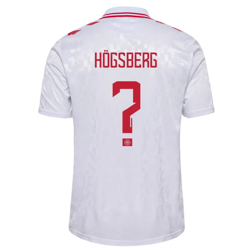 Danxen Män Danmark Lucas Högsberg #0 Vit Bortatröja Matchtröjor 24-26 Tröjor T-Tröja