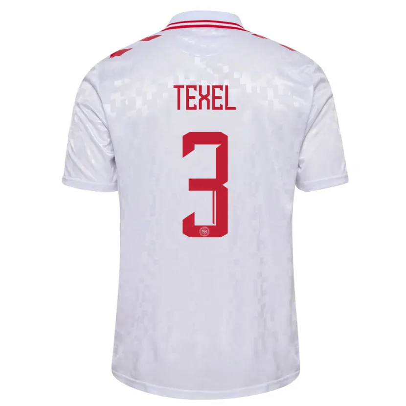 Danxen Män Danmark Pontus Texel #3 Vit Bortatröja Matchtröjor 24-26 Tröjor T-Tröja