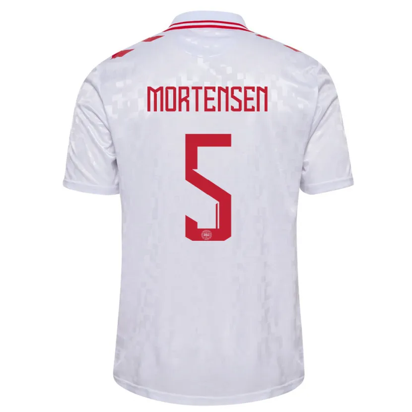 Danxen Män Danmark Gustav Mortensen #5 Vit Bortatröja Matchtröjor 24-26 Tröjor T-Tröja