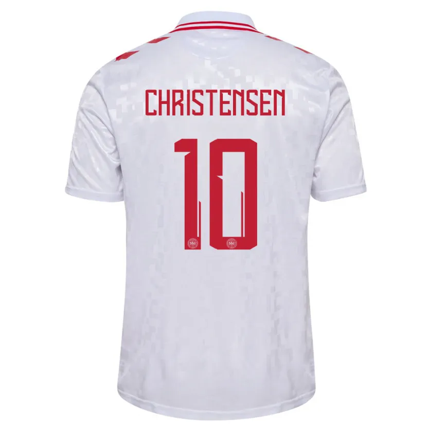 Danxen Män Danmark Gustav Christensen #10 Vit Bortatröja Matchtröjor 24-26 Tröjor T-Tröja
