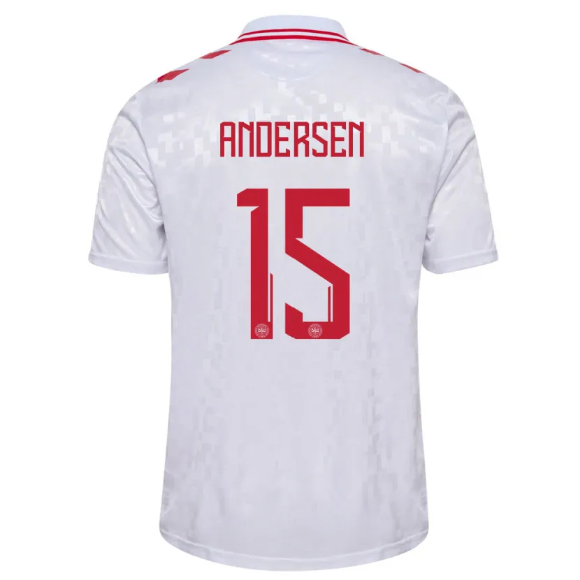 Danxen Män Danmark Jacob Andersen #15 Vit Bortatröja Matchtröjor 24-26 Tröjor T-Tröja