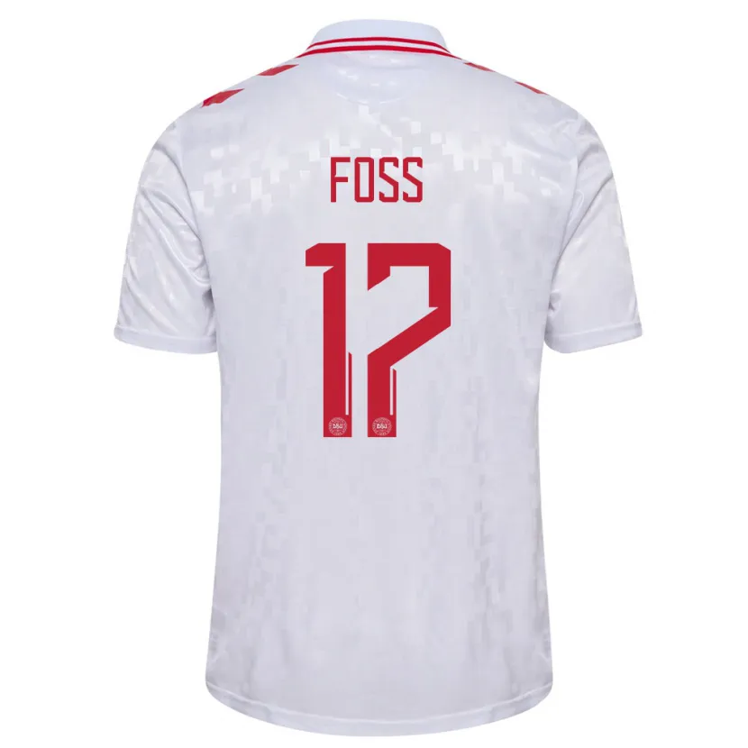 Danxen Män Danmark Jonathan Foss #17 Vit Bortatröja Matchtröjor 24-26 Tröjor T-Tröja