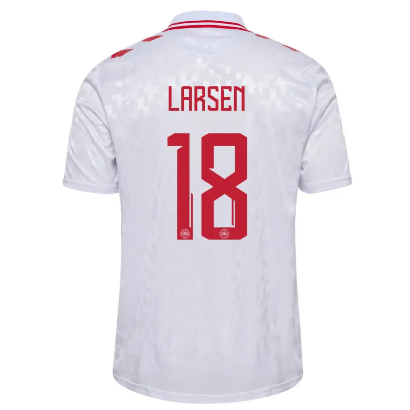 Danxen Män Danmark Lukas Larsen #18 Vit Bortatröja Matchtröjor 24-26 Tröjor T-Tröja